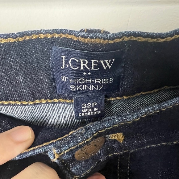 J. Crew Factory 10" High Rise Skinny Signature Stretch Dark Wash Jeans Size 32P - Picture 12 of 14